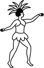 Fototapeta premium carnival parade dancer with feathered costume vector illustration on transparent background