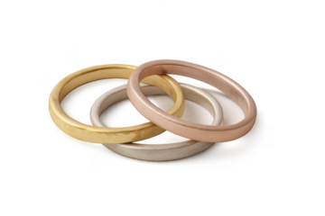 Four interlocking rings isolated on transparent background, elegant jewelry concept