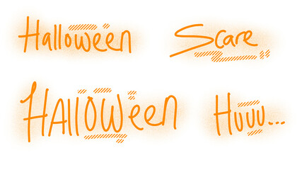 Halloween themed text doodle orange handwriting spooky scary design