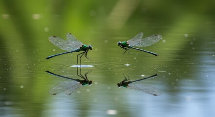 Colorful dragonfly perched on plant, symbol of agility and transformation, often linked to summer, wetlands, and delicate insect beauty.