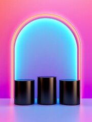 Neon Glow: Abstract 3D Cylinders