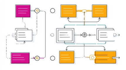Infographic Illustrating Data Flow and Process Mapping in Modern Business Operations with Vibrant Colors and Clear Design