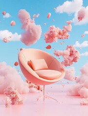 Peach Cloud Dreamscape: A 3D Render