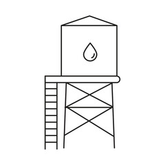 Water Tank Icon Set ? Linear Outline Industry Symbols Vector Illustration on White Background..eps