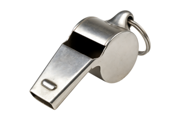 Metal whistle isolated on transparent background