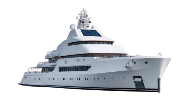 Luxury Yacht on the Open Sea: A sleek, modern yacht, exuding opulence and sophistication, cutting through the waves under a brilliant sun, inviting you to embrace the allure of luxury.
