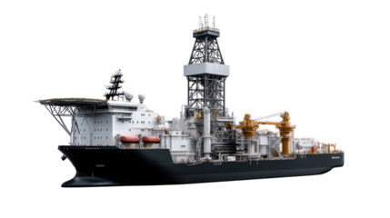 Offshore Drilling Rig: A modern offshore drilling rig stands tall at sea, a symbol of technological prowess and energy exploration.