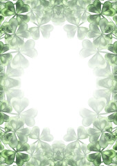 Clover trefoil frame. Hand-drawn watercolor illustration. For St. Patrick's Day. For greeting cards, banners and flyers, packaging, invitations, and more.