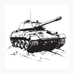 military tank isolated on white