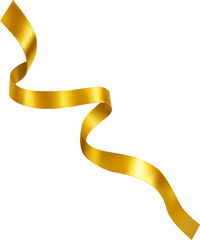 Golden ribbon curl isolated on white background