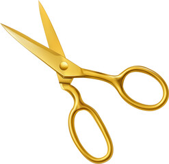 Golden ceremonial scissors isolated on white background
