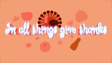 Happy thanksgiving day concept. Wreath of autumn leaves on a turquoise background with happy thanksgiving text.