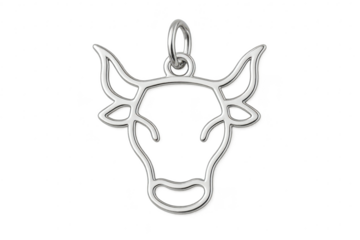 Silver taurus zodiac pendant isolated on transparent background, astrology