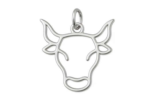 Silver taurus zodiac pendant isolated on transparent background, astrology - Powered by Adobe