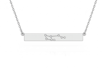 Silver pendant necklace with constellation, isolated on transparent background