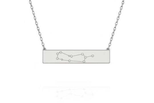 Silver Gemini constellation pendant necklace isolated on transparent background