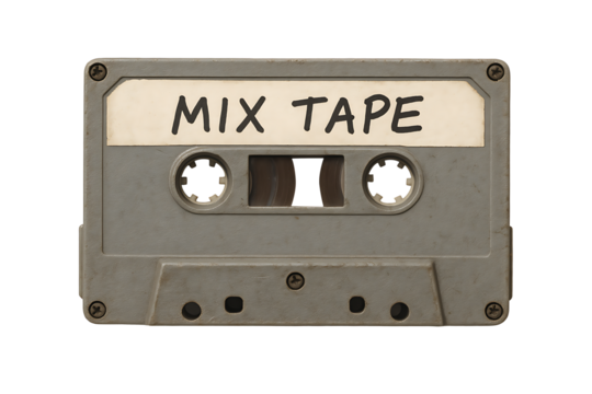 Retro cassette tape isolated on transparent background