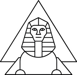 Egyptian sphinx with pyramid mandala backdrop vector illustration on transparent background