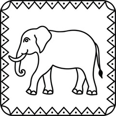 Obraz premium elephant walking through tribal ornament frame 