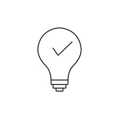 Black Bulb with Checkmark Icon ? Quick Tip, Efficiency, Modern Flat Linear Design Vector..eps