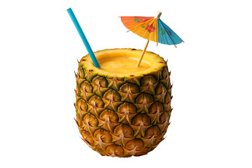 Tropical pineapple drink isolated on transparent background