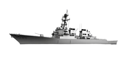 Naval Vessel: A meticulously captured profile of a naval ship. showcasing the robust design and intricate elements of maritime engineering.
