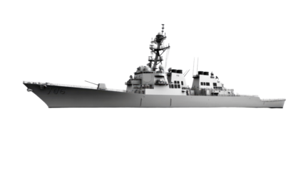 Naval Vessel: A meticulously captured profile of a naval ship. showcasing the robust design and intricate elements of maritime engineering.