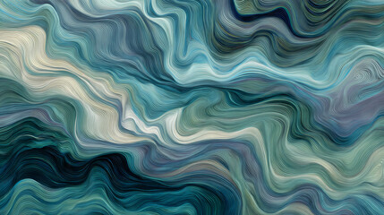 Obraz premium Dynamic abstract design featuring overlapping fluid lines in calming blue and turquoise shades.
