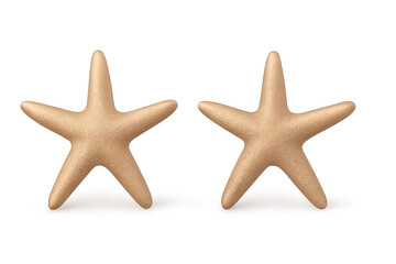 Obraz premium Two Starfish close up isolated on a transparent background, golden stars