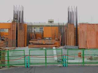 An entrance part of the building currently under construction.