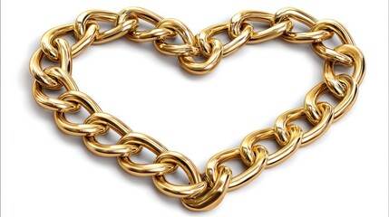 Obraz premium Golden chain heart shape isolated on white background with copy space