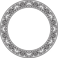 Vector monochrome black round classic renaissance ornament. Circle, ring european border, revival style frame.