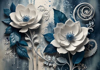 vintage floral background with flowers