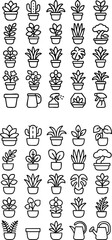 Fototapeta premium Potted Plants and Gardening Tools Icons 1.