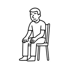 Vector line icon man sitting on a chair with his hands on his knees on a white background
Vector line icon on a white background