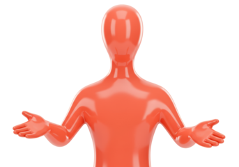 Isolated figure with arms outstretched offers a welcome, generosity, or open-minded perspective