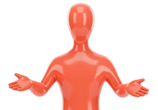 Isolated figure with arms outstretched offers a welcome, generosity, or open-minded perspective