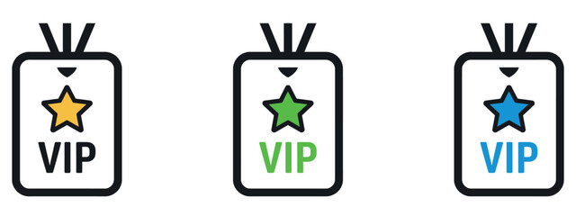 Vector illustration of a modern VIP badge with star symbol, representing exclusivity, premium access, and special recognition.