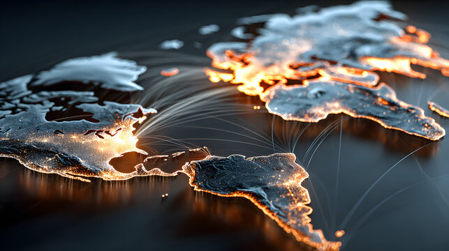 Global Network A Digital World Map Showing Interconnections