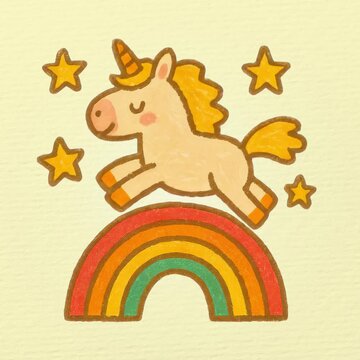 Cute unicorn jumping over rainbow animation isolated asset, transparent 4K video, alpha channel, ProRes 4444