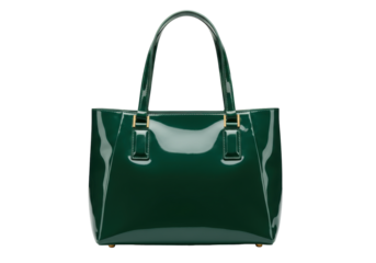 Isolated shiny emerald-green handbag, luxury fashion accessory for business or casual style