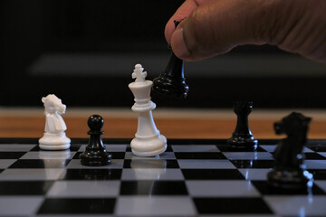 Close up photo of a chess game checkmate