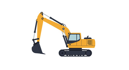 Obraz premium Yellow Excavator with Black Bucket and Tracks Illustration.
