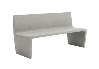 Isolated park bench with backrest, concrete design and a modern appearance outdoors