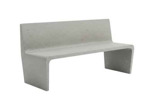 Isolated park bench with backrest, concrete design and a modern appearance outdoors
