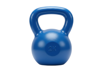 Isolated blue kettlebell on a neutral background for fitness exercise training or weightlifting