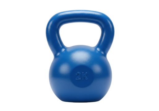 Isolated blue kettlebell on a neutral background for fitness exercise training or weightlifting