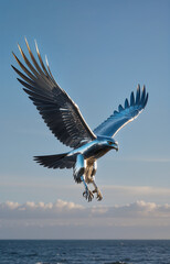 Obraz premium robotic hawk flying in the sky