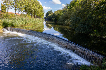 A weir or spillway in the Overijssels Canal, where the Regge and the Overijssels Canal meet, near the hamlet of Egede. The Netherlands