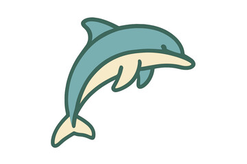 Playful stylized dolphin leaping out of the water cartoon graphic © Andrei